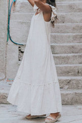 Robes sans manches à col rond et fentes unies